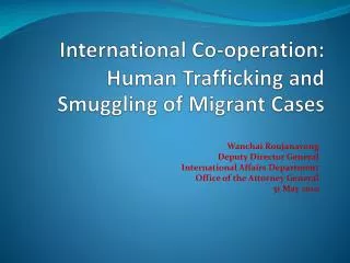 international co operation human trafficking and smuggling of migrant cases