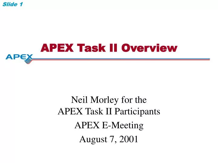 apex task ii overview