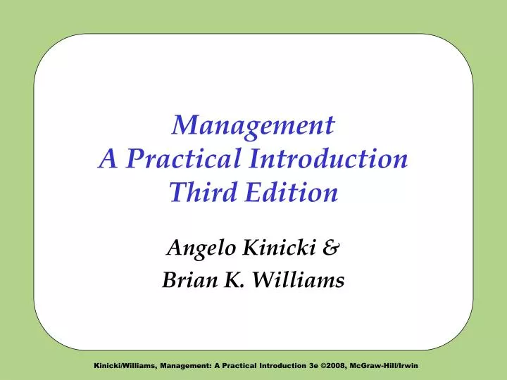 management a practical introduction third edition