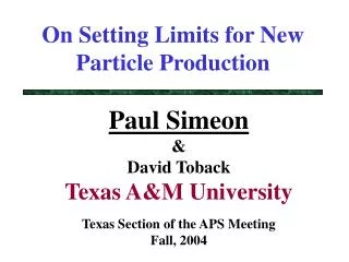 On Setting Limits for New Particle Production