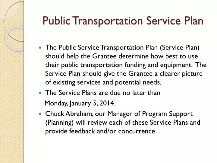 public transportation service plan