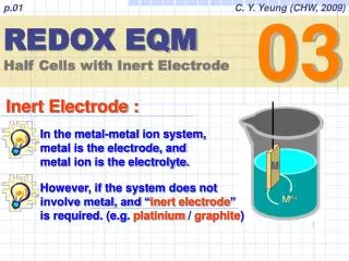 REDOX EQM Half Cells with Inert Electrode