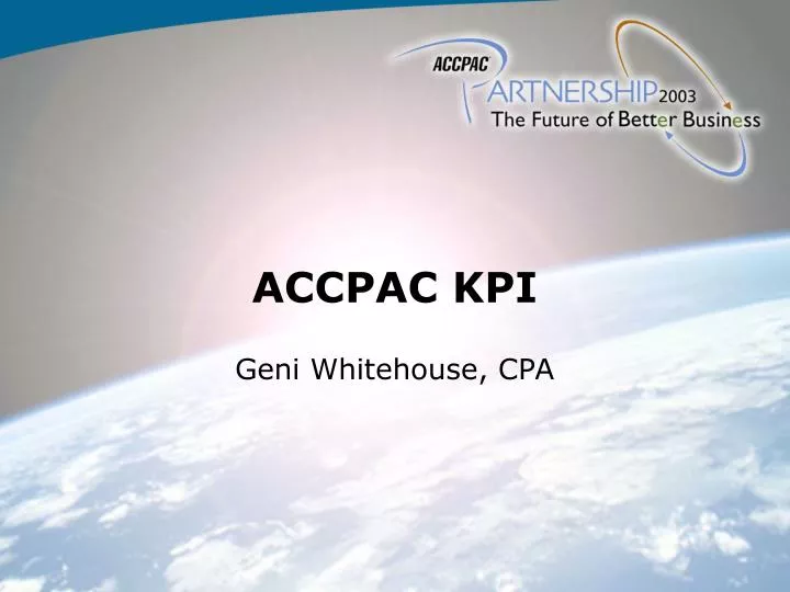accpac kpi