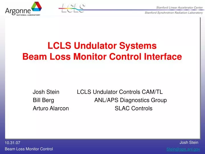 lcls undulator systems beam loss monitor control interface