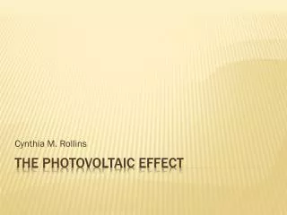 The photovoltaic effect