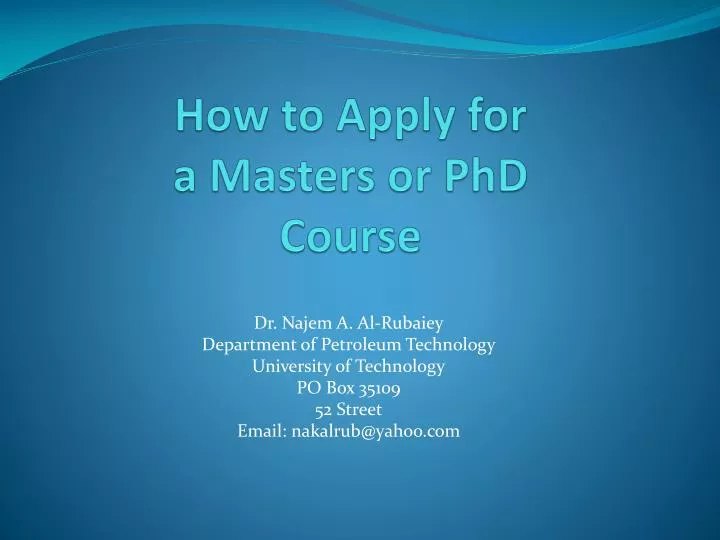 how to apply for a masters or phd course