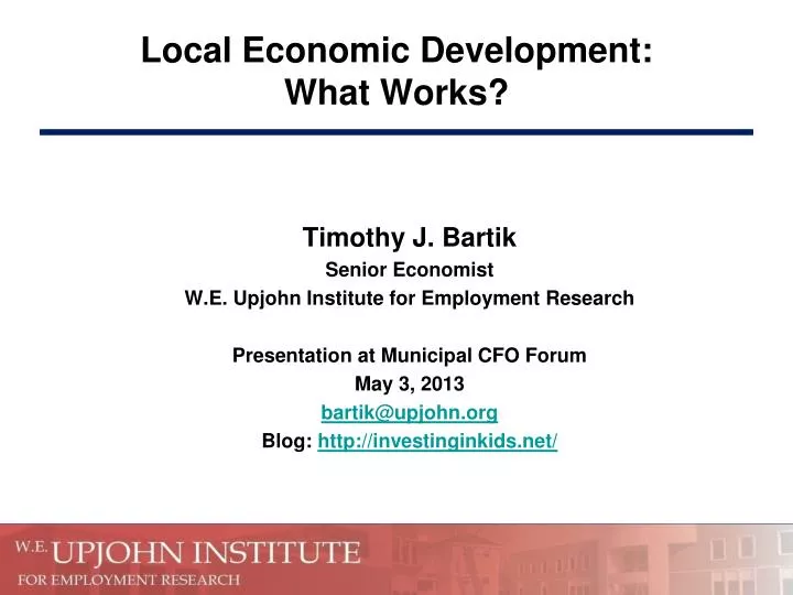local economic development what works