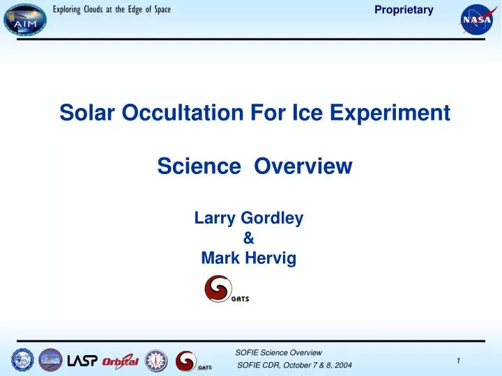 solar occultation for ice experiment science overview