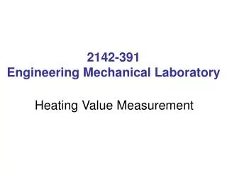 2142-391 Engineering Mechanical Laboratory