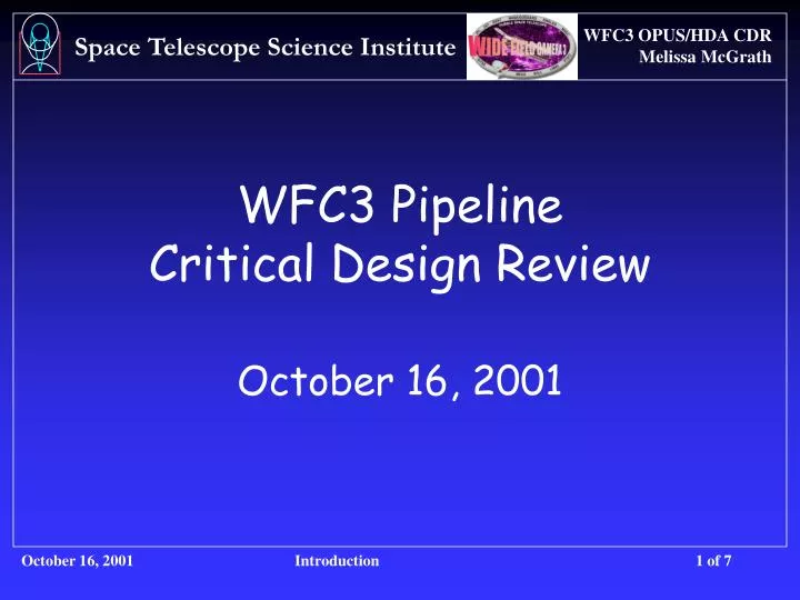 wfc3 pipeline critical design review october 16 2001