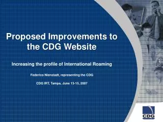 proposed improvements to the cdg website