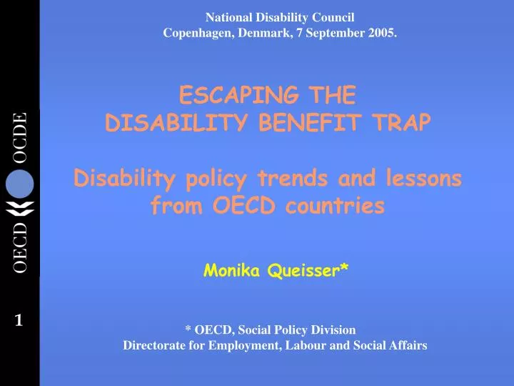 escaping the disability benefit trap disability policy trends and lessons from oecd countries