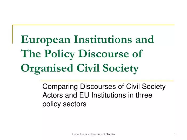 european institutions and the policy discourse of organised civil society