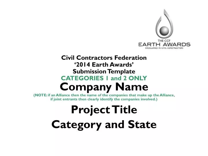 civil contractors federation 2014 earth awards submission template categories 1 and 2 only