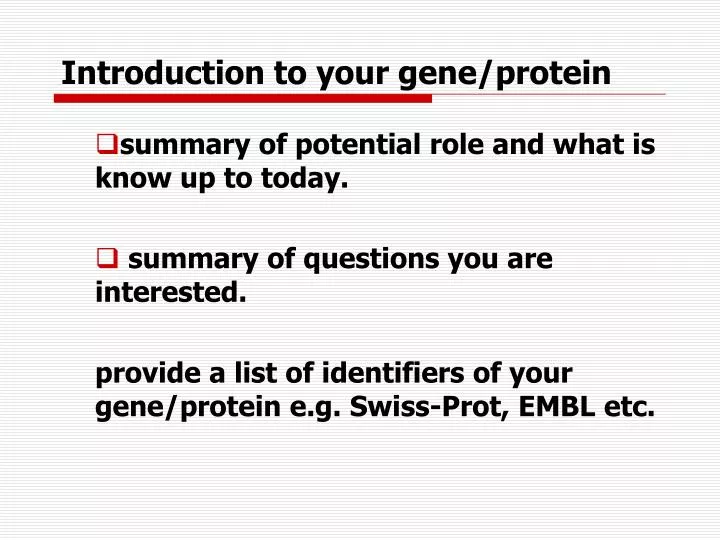 introduction to your gene protein