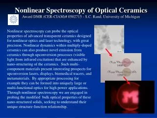 Nonlinear Spectroscopy of Optical Ceramics