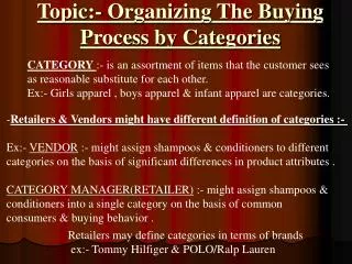 Topic:- Organizing The Buying Process by Categories
