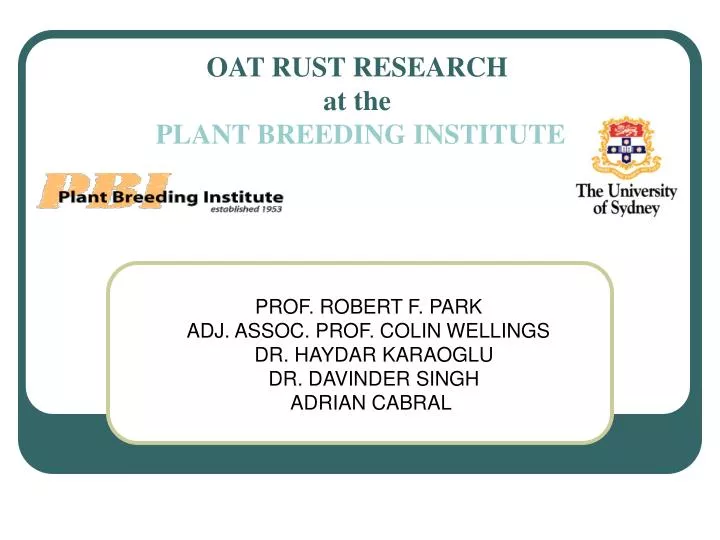 oat rust research at the plant breeding institute