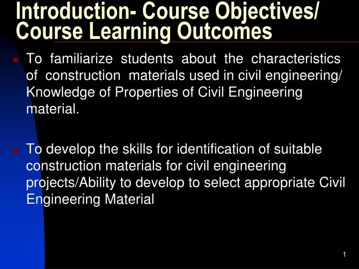 introduction course objectives course learning outcomes