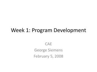 Week 1: Program Development