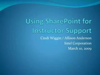 Using SharePoint for Instructor Support