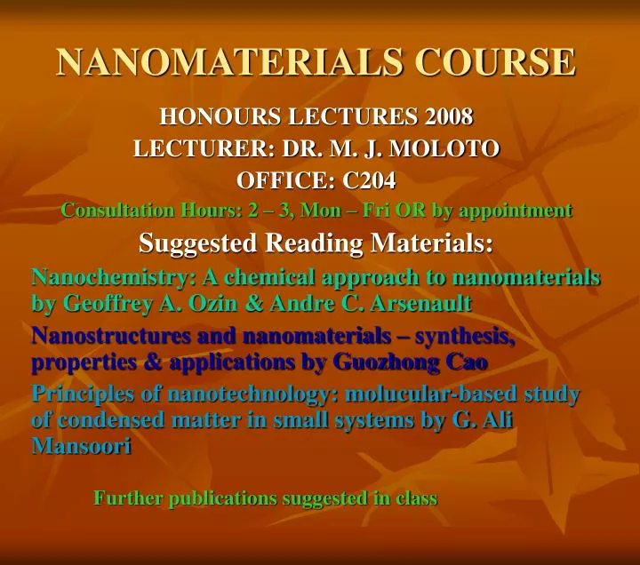 nanomaterials course