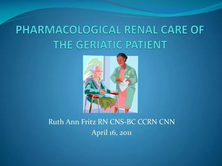 pharmacological renal care of the geriatic patient
