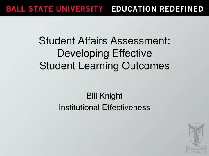student affairs assessment developing effective student learning outcomes
