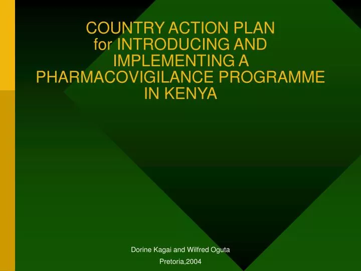 country action plan for introducing and implementing a pharmacovigilance programme in kenya