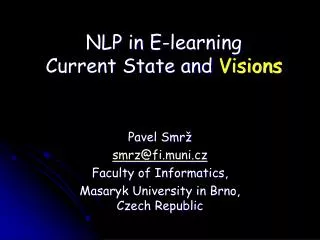 NLP in E-learning Current State and Visions