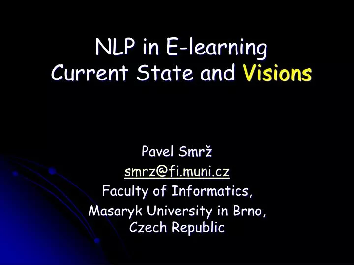 nlp in e learning current state and visions