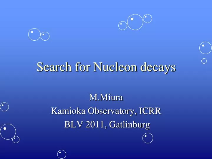 search for nucleon decays