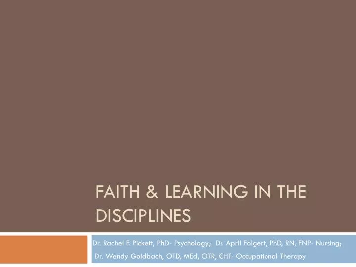 faith learning in the disciplines