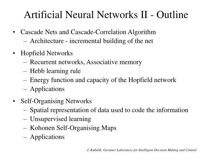 artificial neural networks ii outline