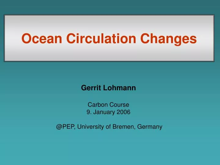 ocean circulation changes