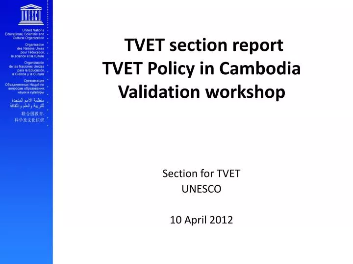 tvet section report tvet policy in cambodia validation workshop