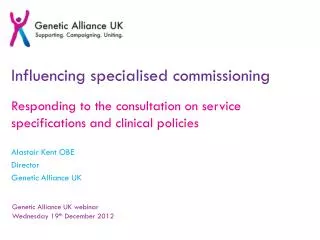 Influencing specialised commissioning