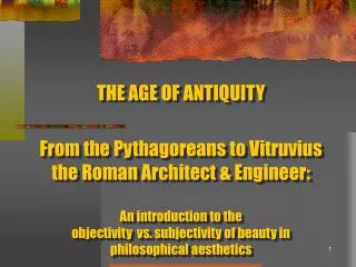 THE AGE OF ANTIQUITY:
