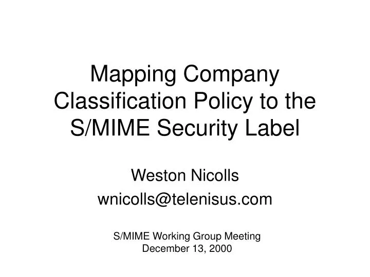 mapping company classification policy to the s mime security label