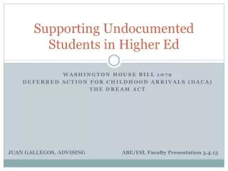 Supporting Undocumented Students in Higher Ed