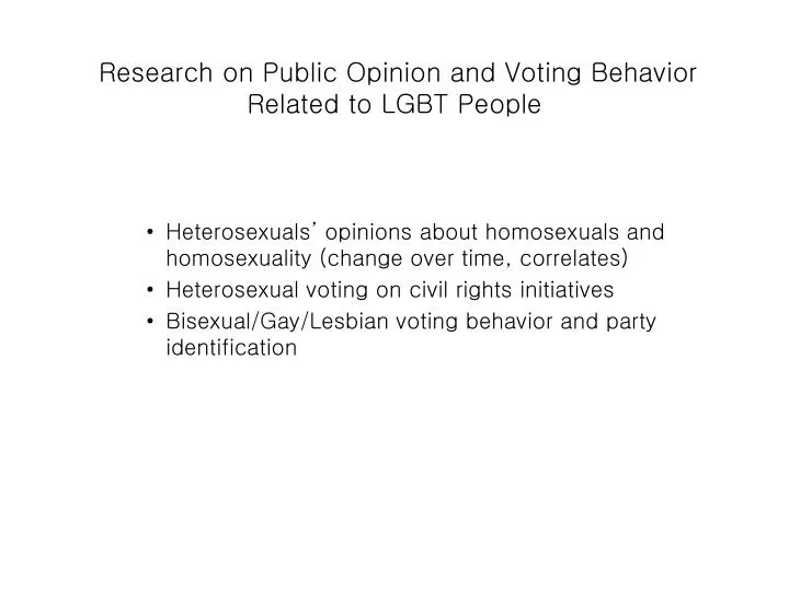 research on public opinion and voting behavior related to lgbt people