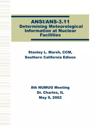 ANSI/ANS-3.11 Determining Meteorological Information at Nuclear Facilities