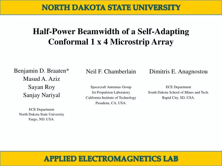 half power beamwidth of a self adapting conformal 1 x 4 microstrip array