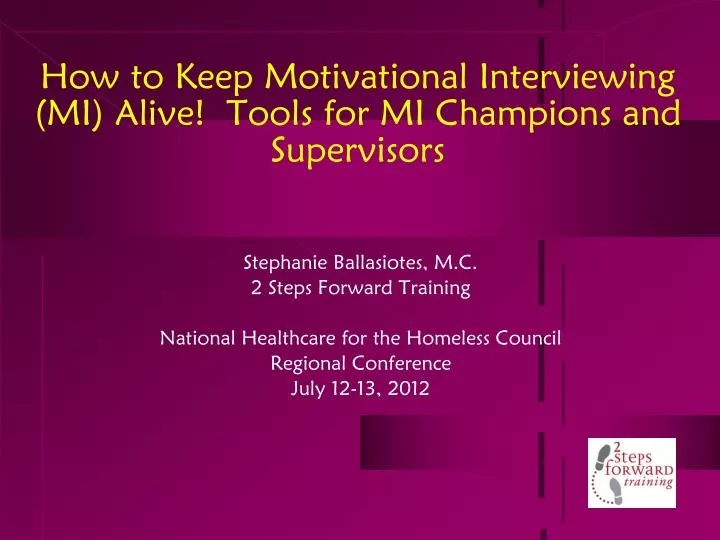 how to keep motivational interviewing mi alive tools for mi champions and supervisors