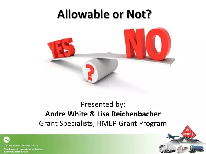 allowable or not presented by andre white lisa reichenbacher grant specialists hmep grant program