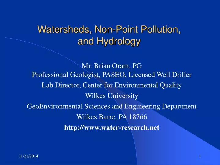 watersheds non point pollution and hydrology