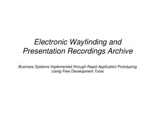 Presentation Recordings Archive