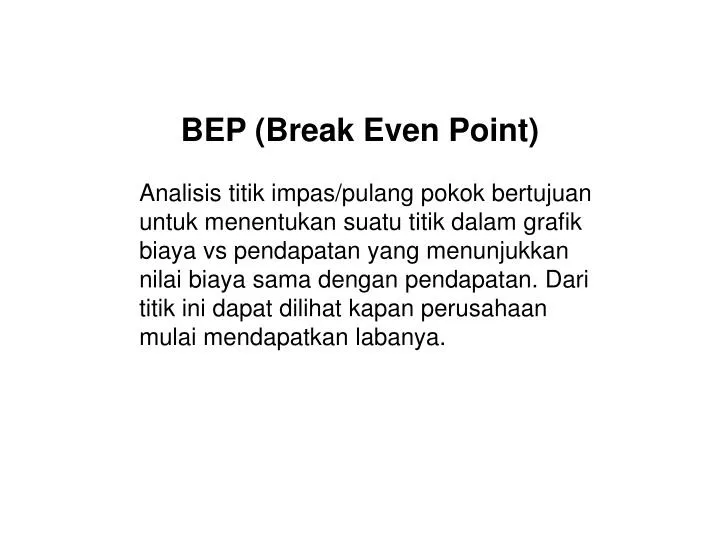 bep break even point