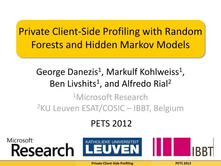 private client side profiling with random forests and hidden markov models