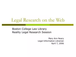 Legal Research on the Web